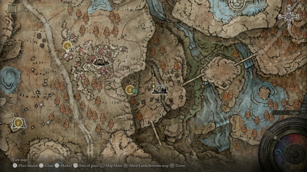 A map showing the location of a weapon in Elden Ring: Shadow of the Erdtree