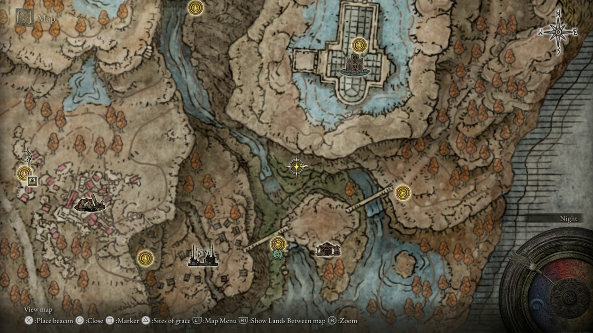 A map showing the location of a weapon in Elden Ring: Shadow of the Erdtree