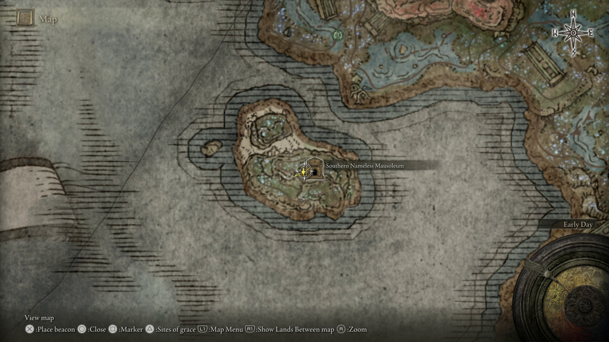 A map showing the location of armor in Elden Ring: Shadow of the Erdtree