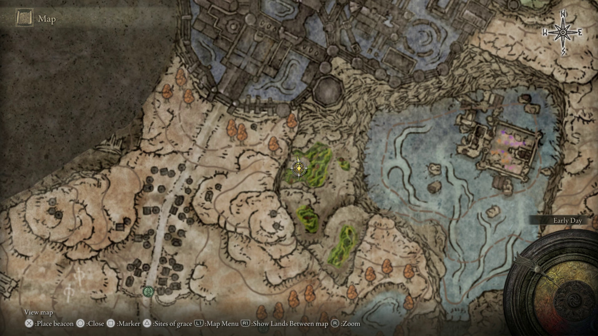 A map showing the location of armor in Elden Ring: Shadow of the Erdtree