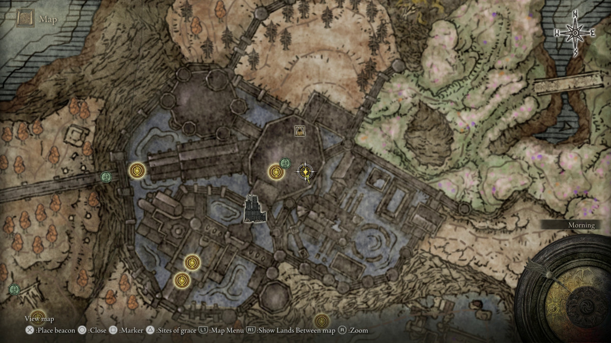 A map showing the location of armor in Elden Ring: Shadow of the Erdtree