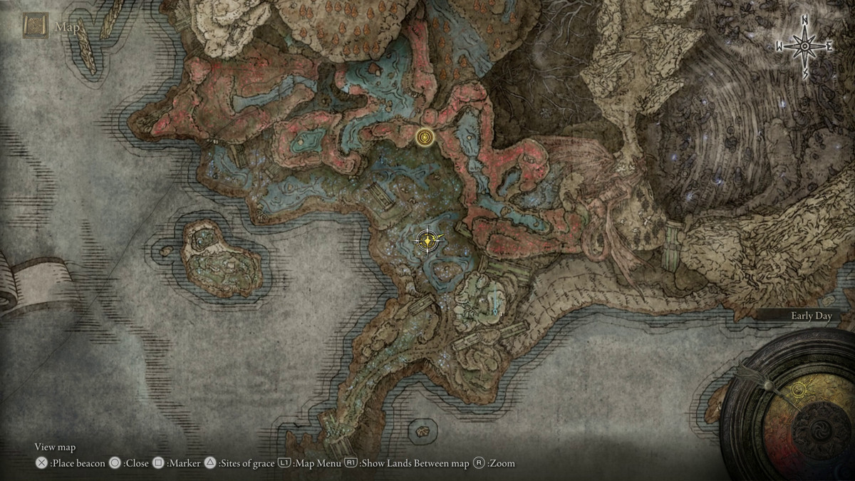 A map showing the location of a boss in Elden Ring: Shadow of the Erdtree