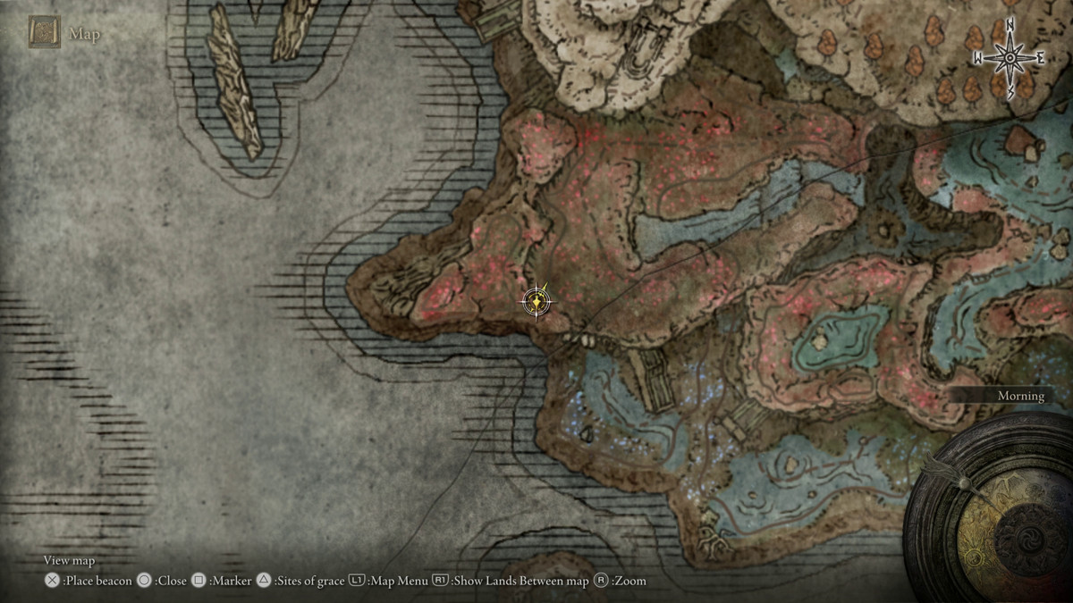 A map showing the location of a boss in Elden Ring: Shadow of the Erdtree