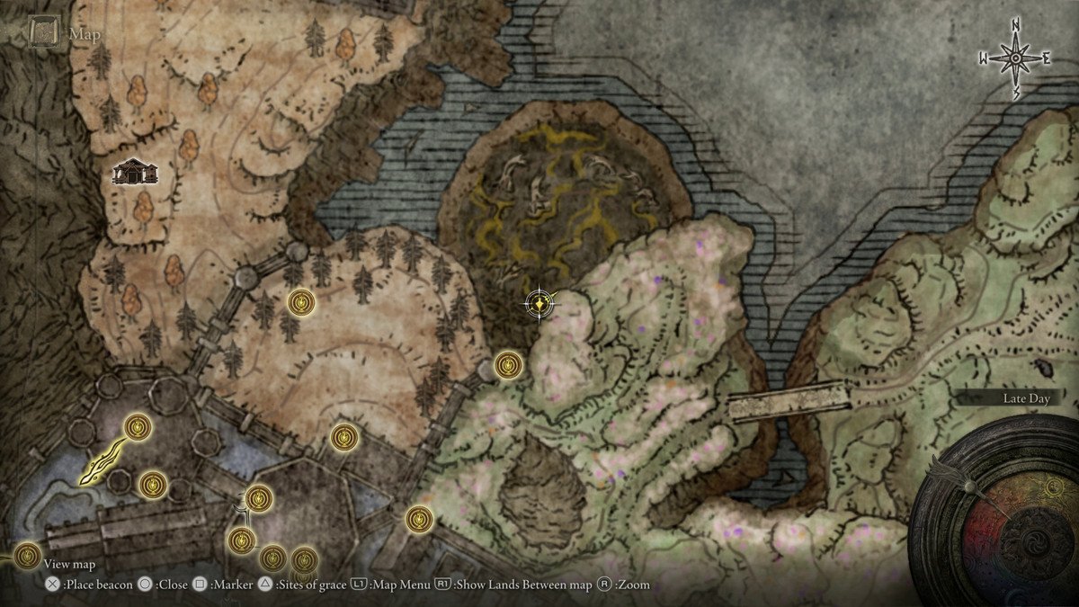 A map showing the location of a boss in Elden Ring: Shadow of the Erdtree