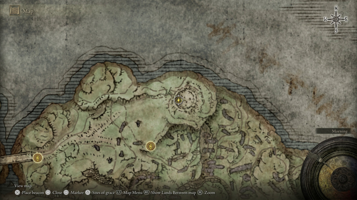 A map showing the location of a boss in Elden Ring: Shadow of the Erdtree