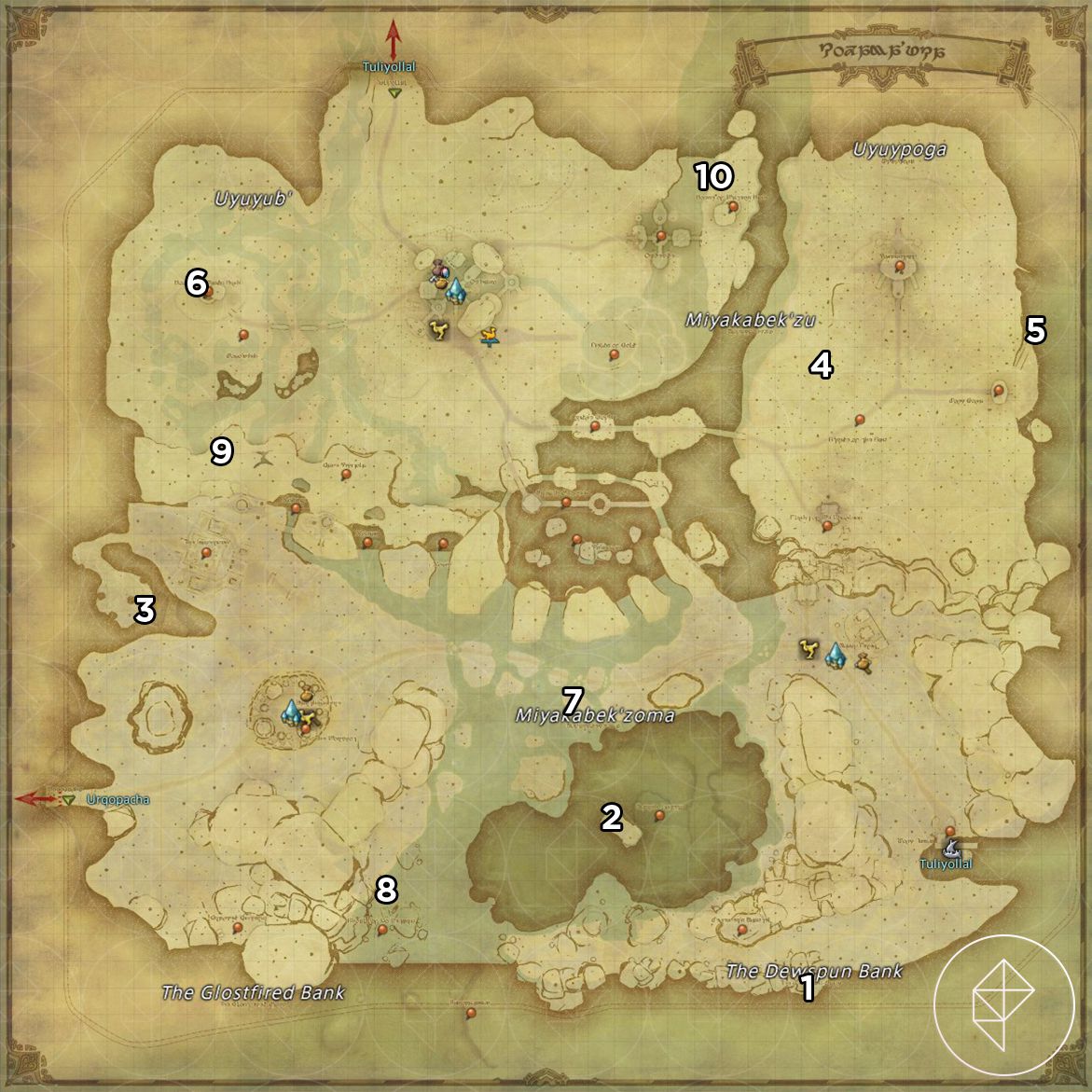 A map of Kozama’uka in FFXIV: Dawntrail