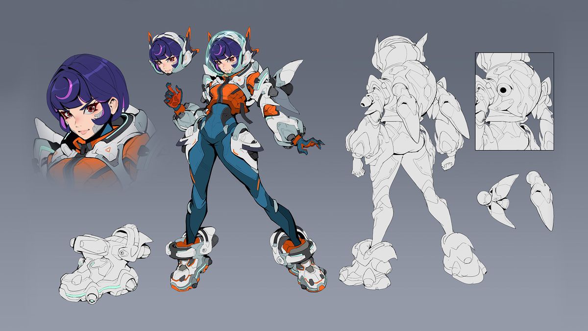 Artwork of Overwatch 2’s Space Ranger with various details from BlizzCon 2023