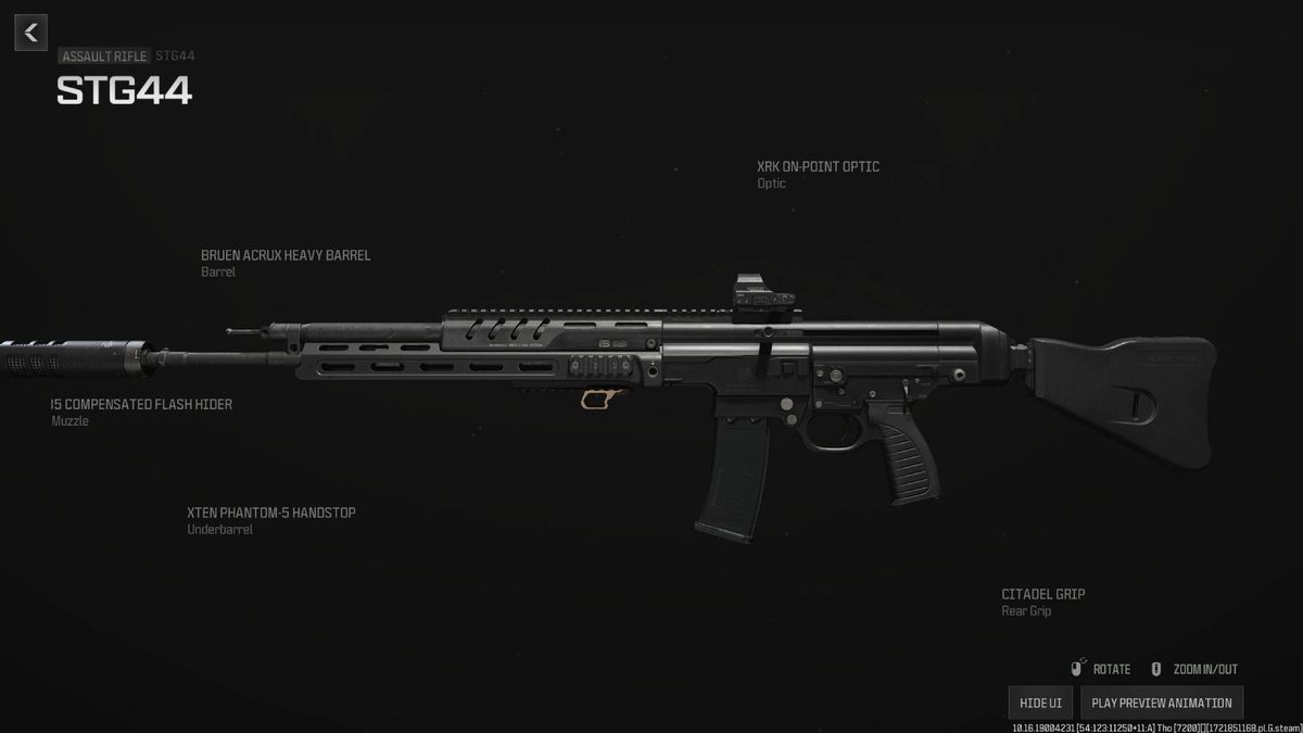 A menu shows the STG44 as one of the best guns in MW3 season 5.