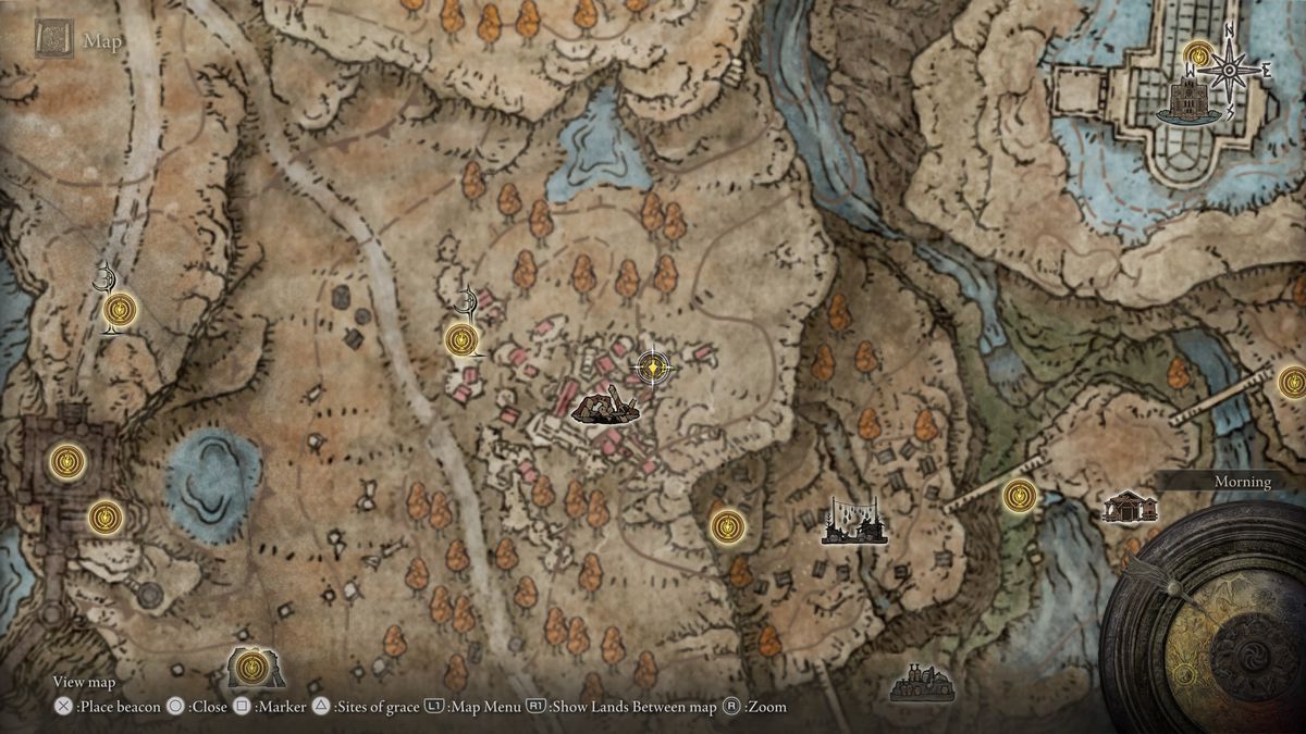 A screenshot of Elden Ring: Shadow of the Erdtree’s map, showing the underground entrance to Moorth Ruins tunnels in Scadu Altus