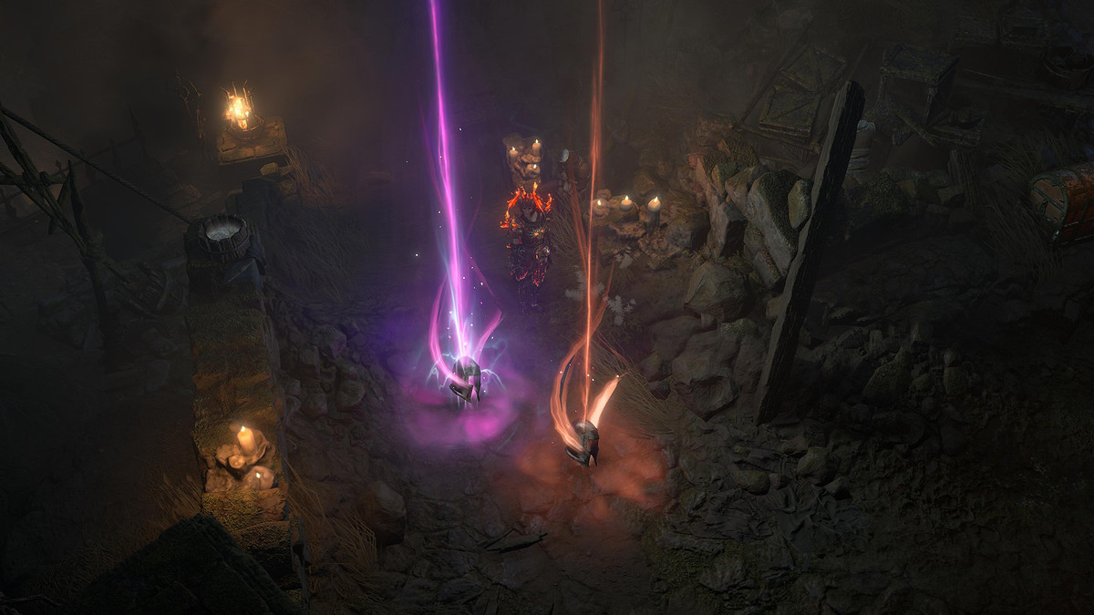 A bunch of rare items drop on the ground in Diablo 4