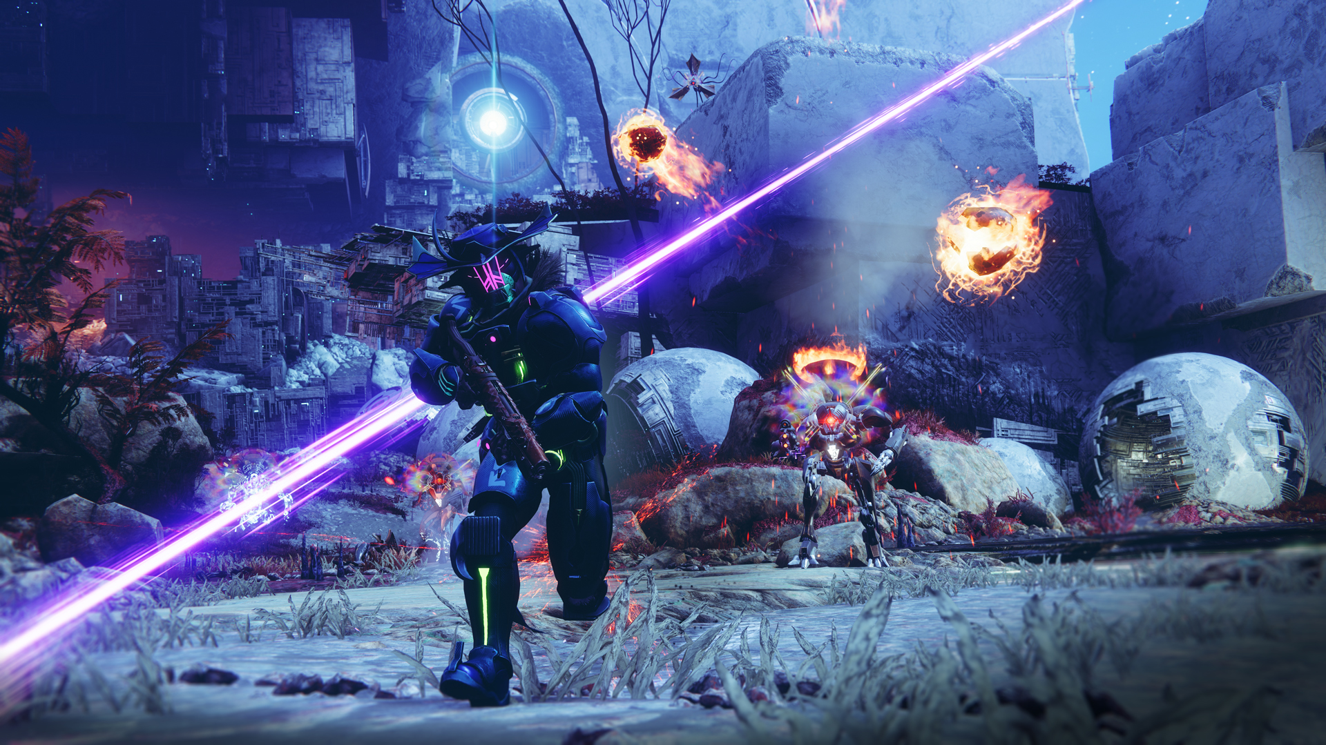 A Titan runs through a field of enemies in Destiny 2