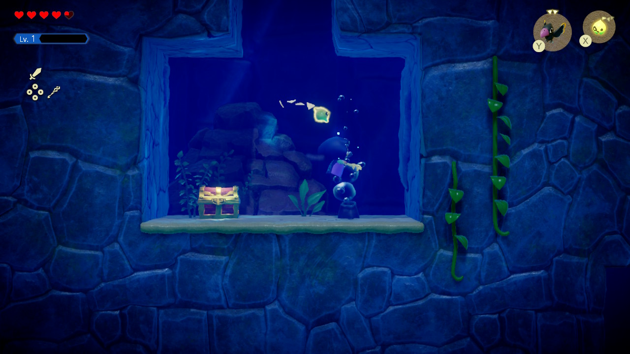 Zelda swims in the Jabul Ruins looking for a golden egg in Echoes of Wisdom