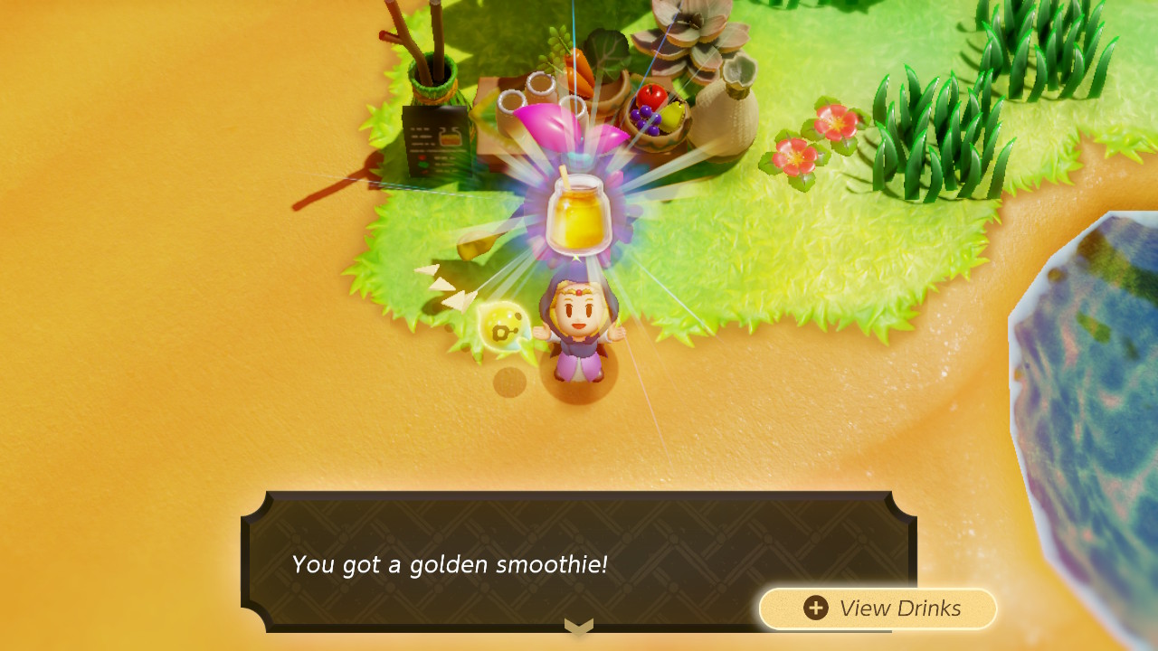 Zelda holds a golden smoothie in Echoes of Wisdom