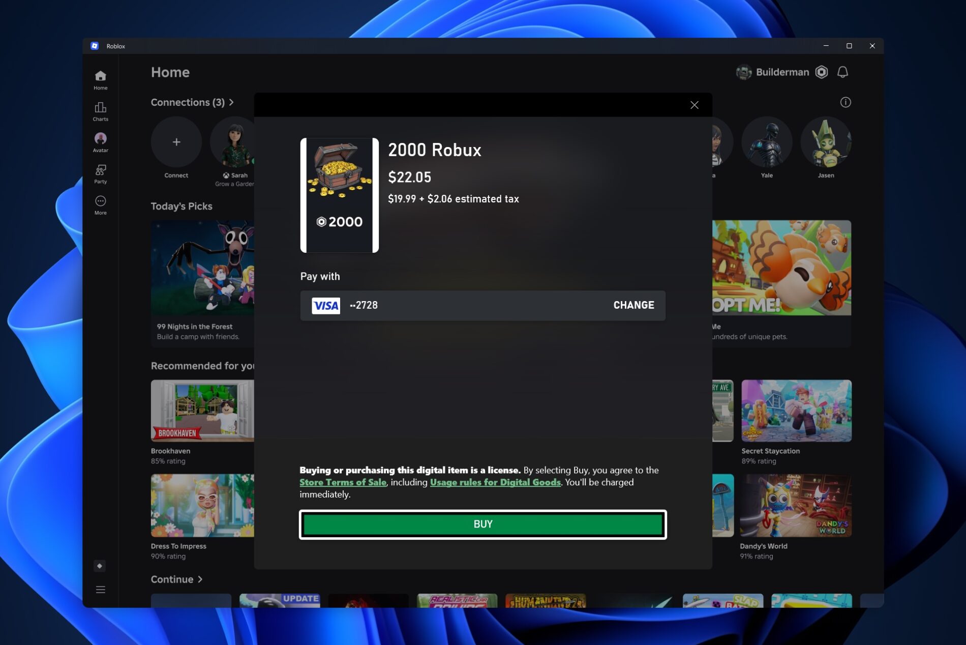 Roblox robux purchase