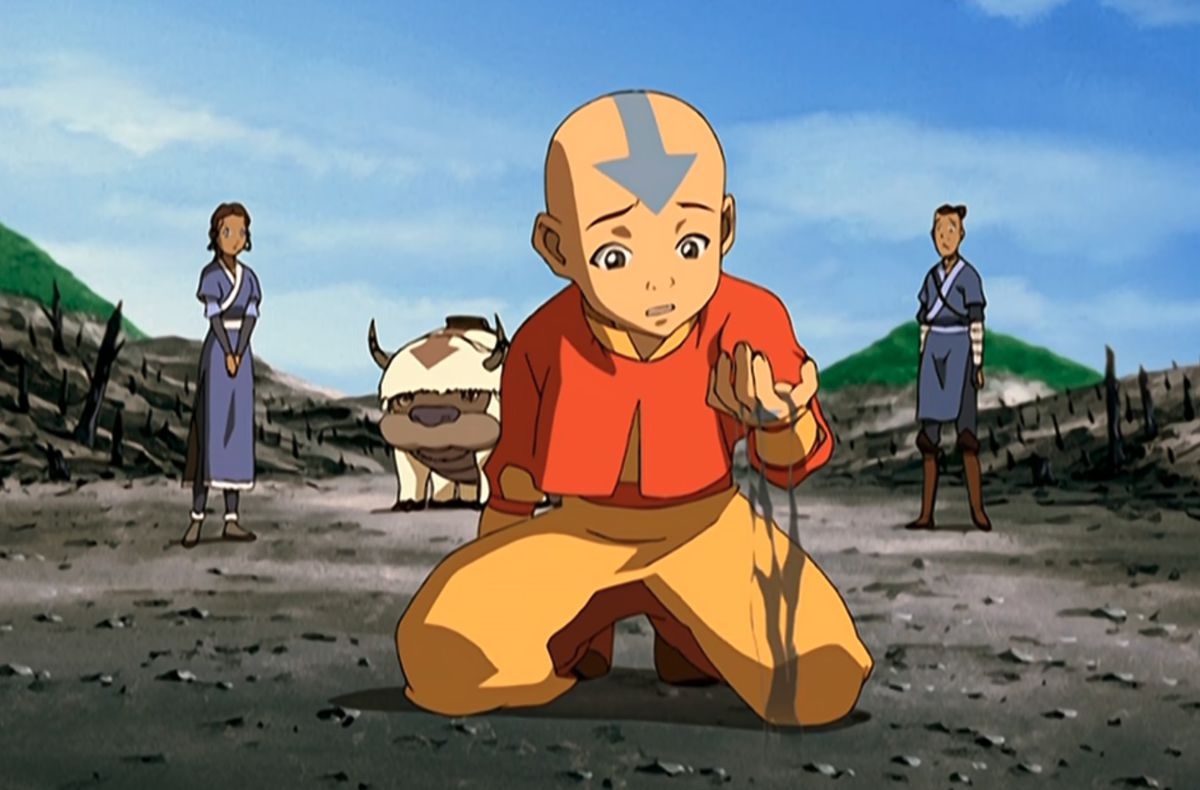 Aang, Katara, and Sokka discover a forest burned down to ash by the Fire Nation in Avatar: The Last Airbender