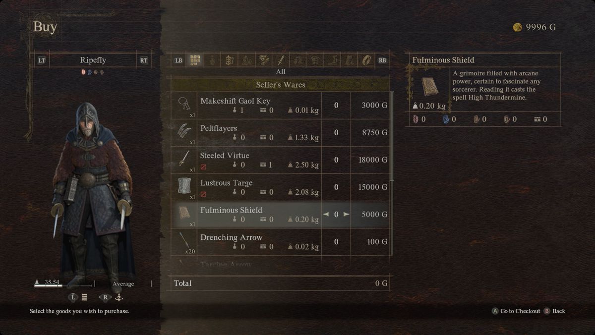 Dragon’s Dogma 2 buying Fulminous Shield from Dudley