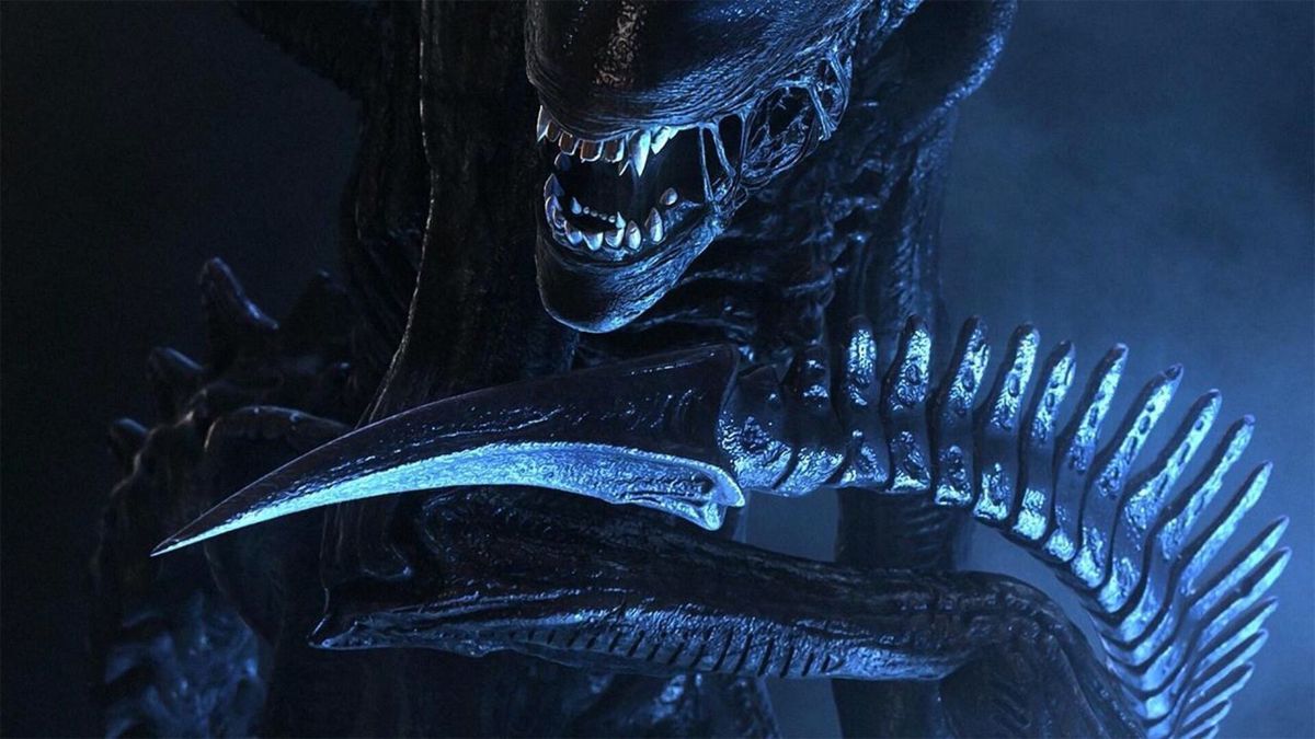 An image of the Xenomorph in closeup, all snarly teeth and spiky tail. Who knows which movie this one’s from? Could be any of them.
