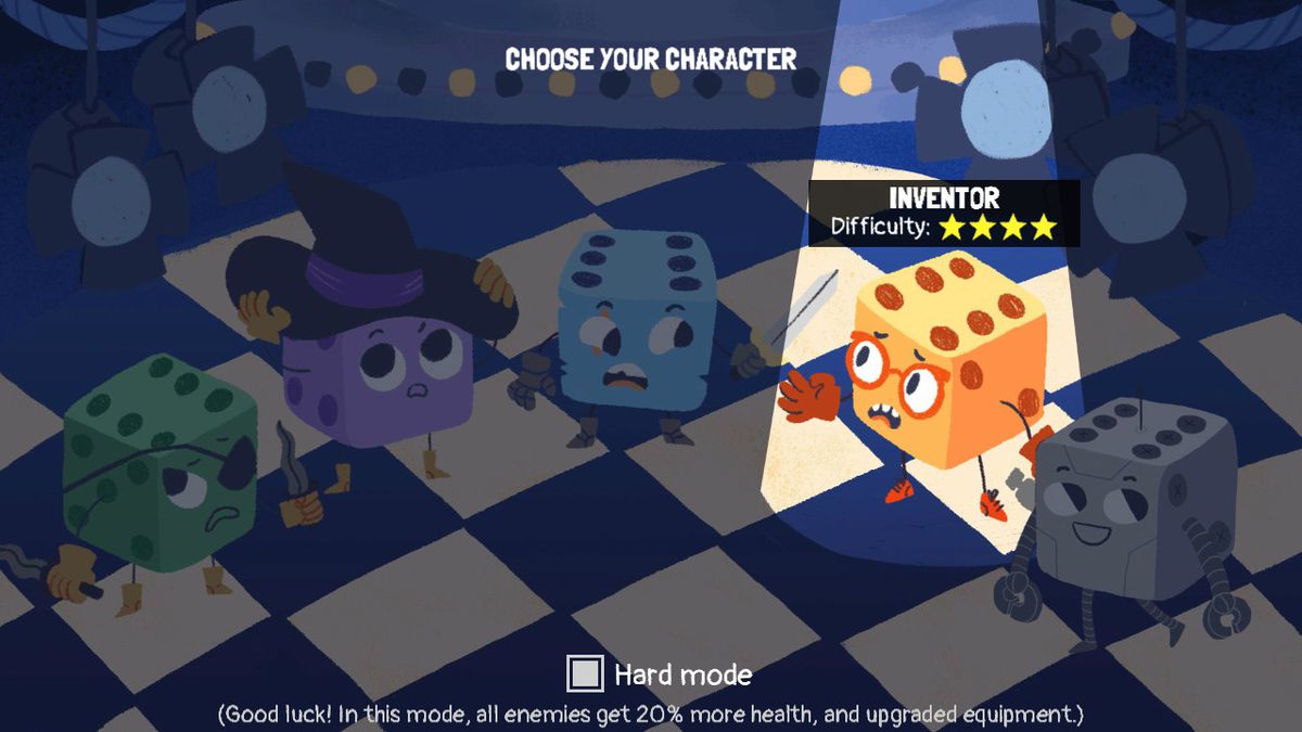 dicey dungeons character selection screen