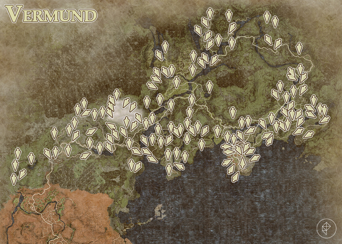 Dragon’s Dogma 2 map showing the location of every Seeker’s Token in Vermund