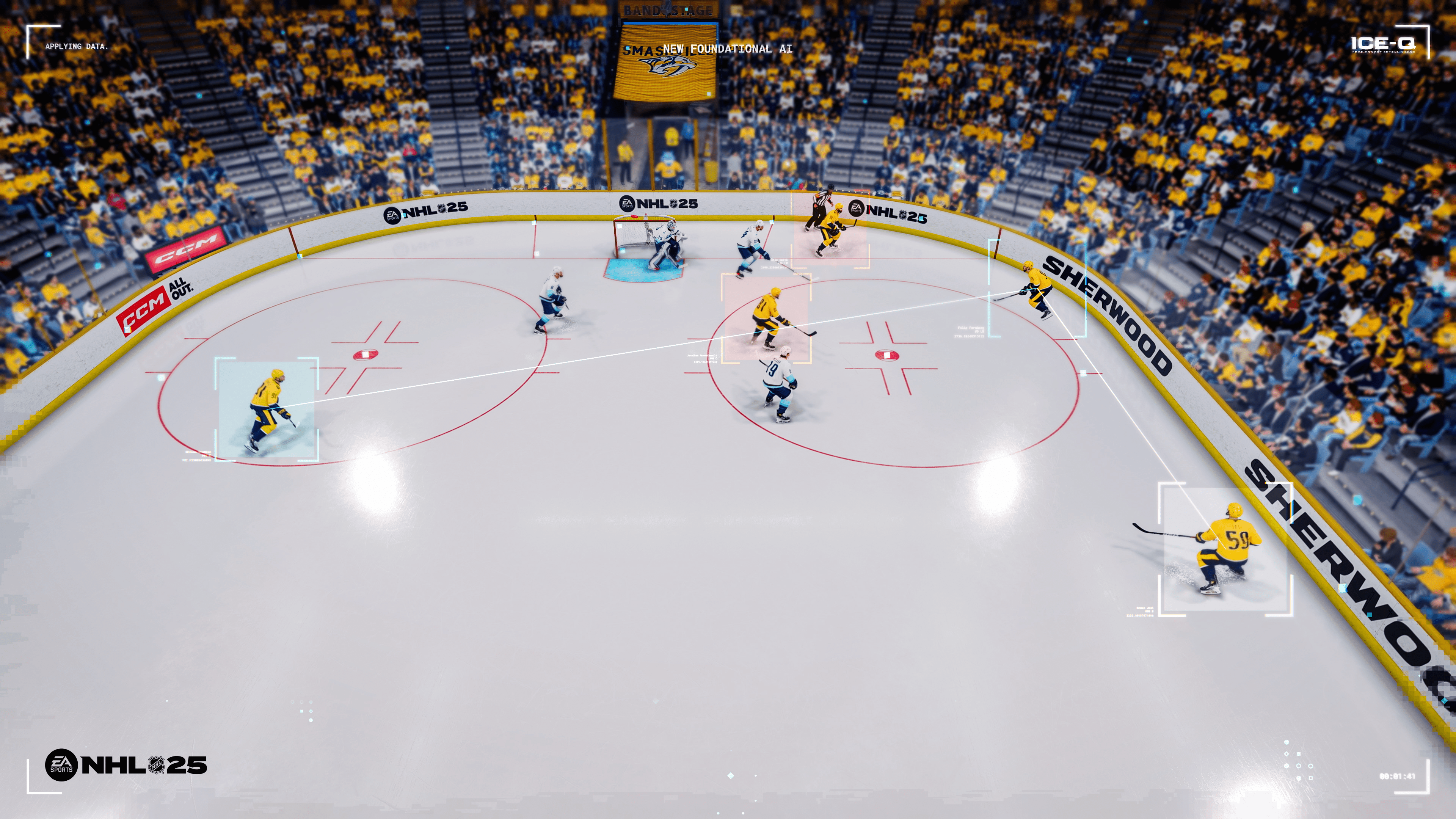 A visual demonstration of NHL 25’s ICE-Q feature.