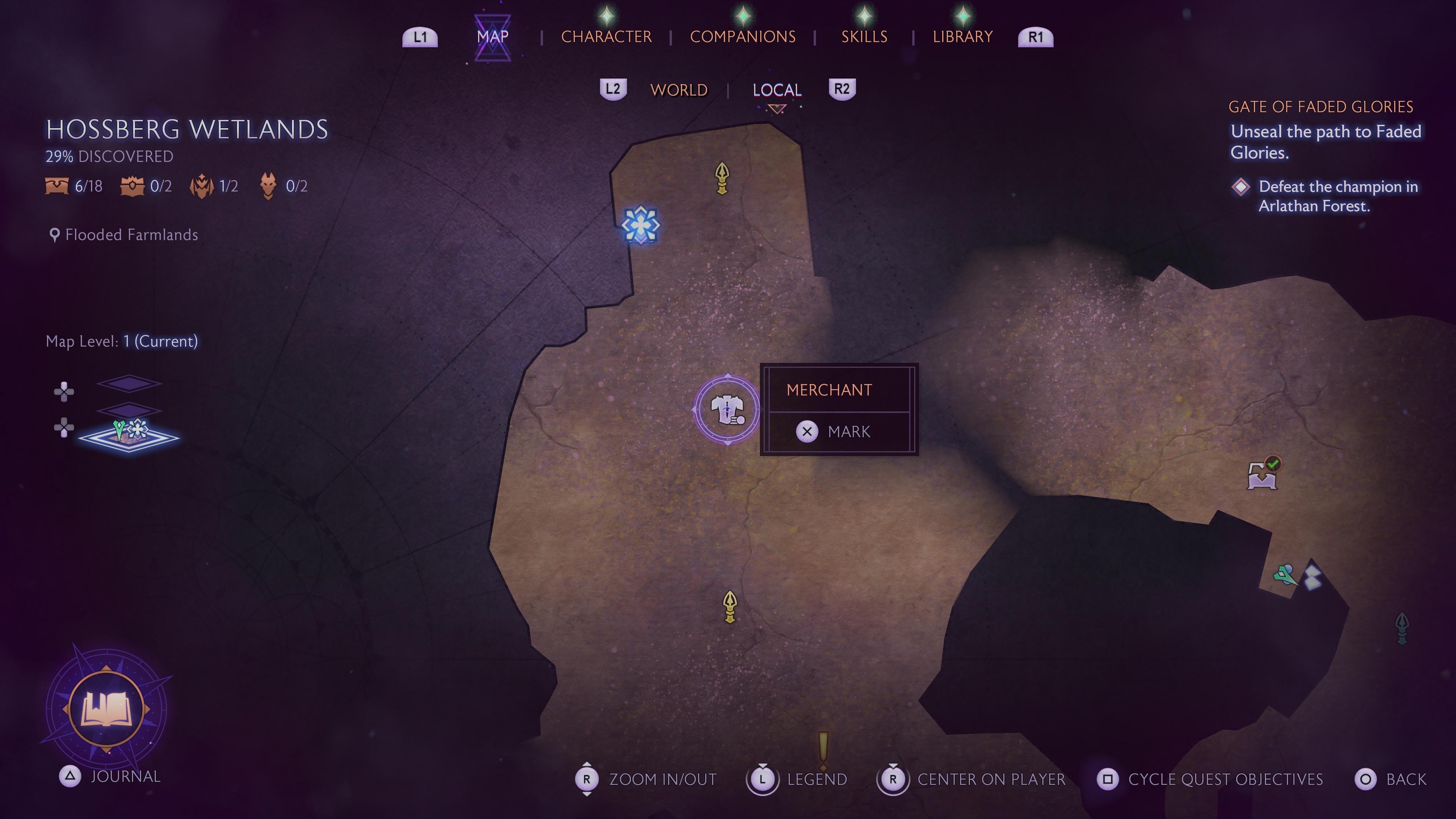 A map shows the location of a merchant to sell valuables to in Dragon Age the Veilguard