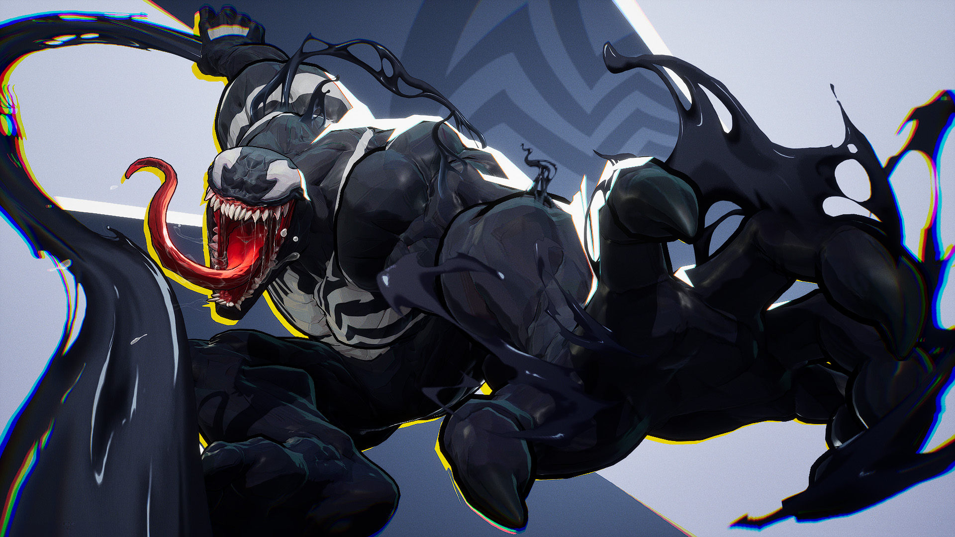 Venom poses in the character screen of Marvel Rivals