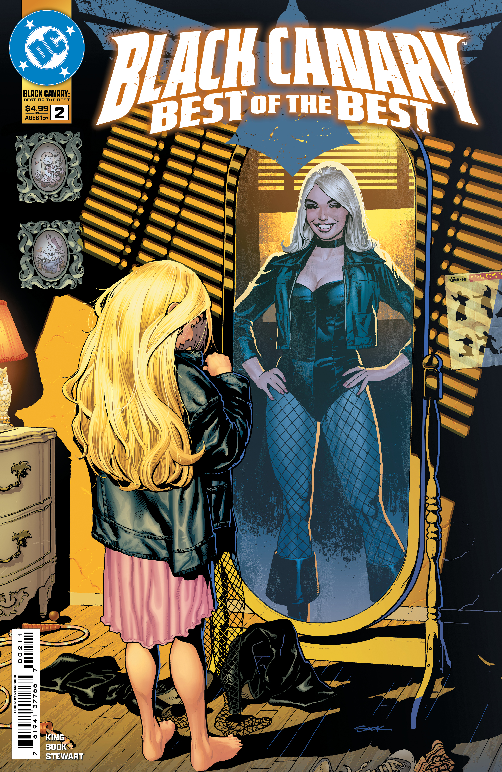 A young Dinah Lance looks at her reflection in the mirror — as an adult Black Canary, on the cover of Black Canary: Best of the Best #2.