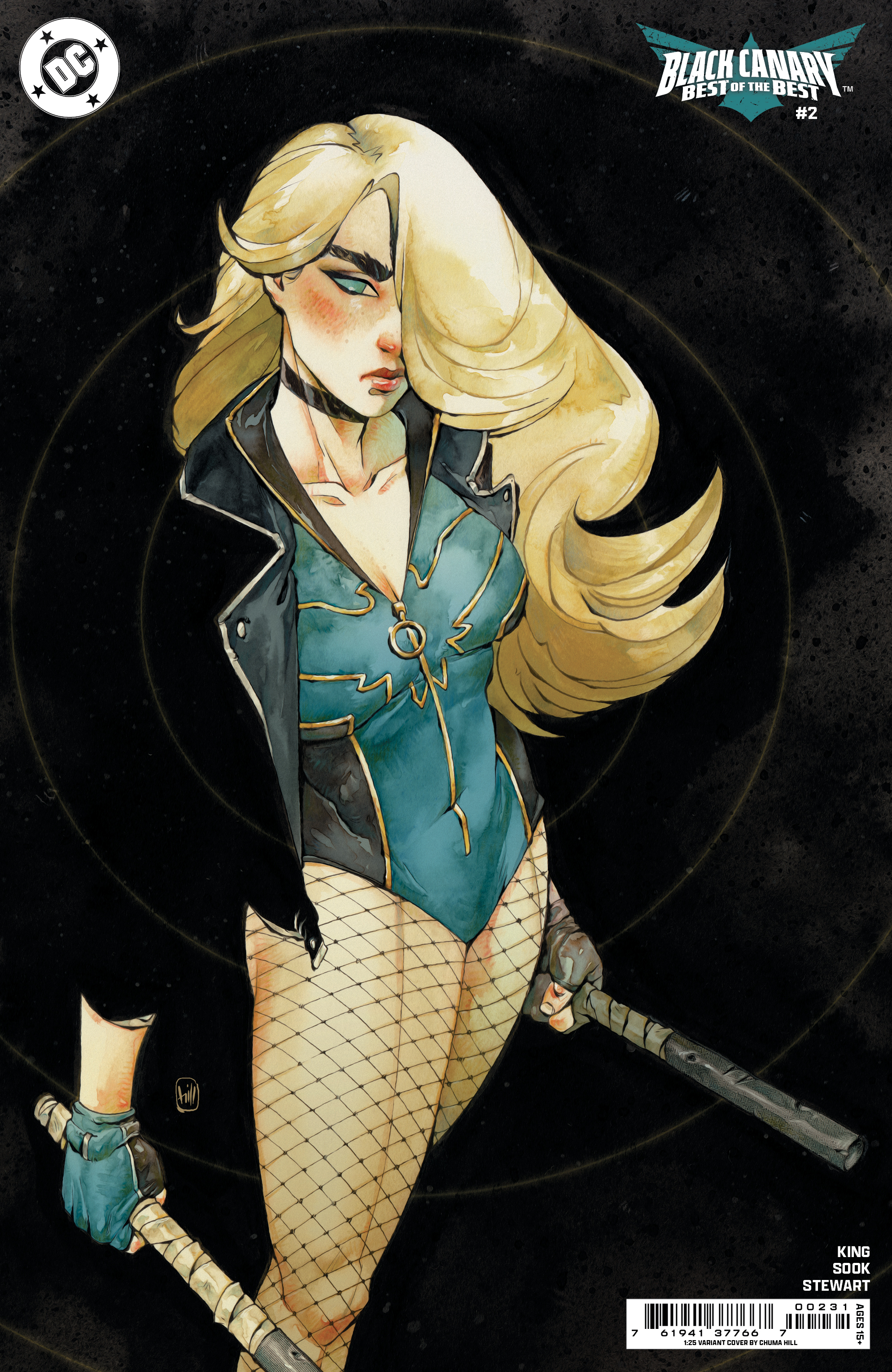 Black Canary stares down the viewer with twin stick weapons on a variant cover for Black Canary: Best of the Best #2.