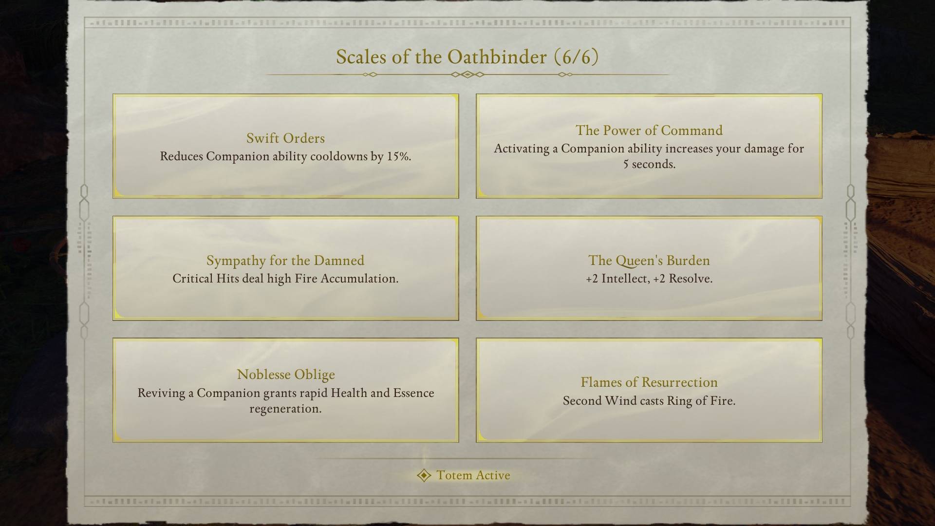 The rewards earned from completing the Scales of the Oathbinder in the Totem of Rightful Rulership quest from Avowed.