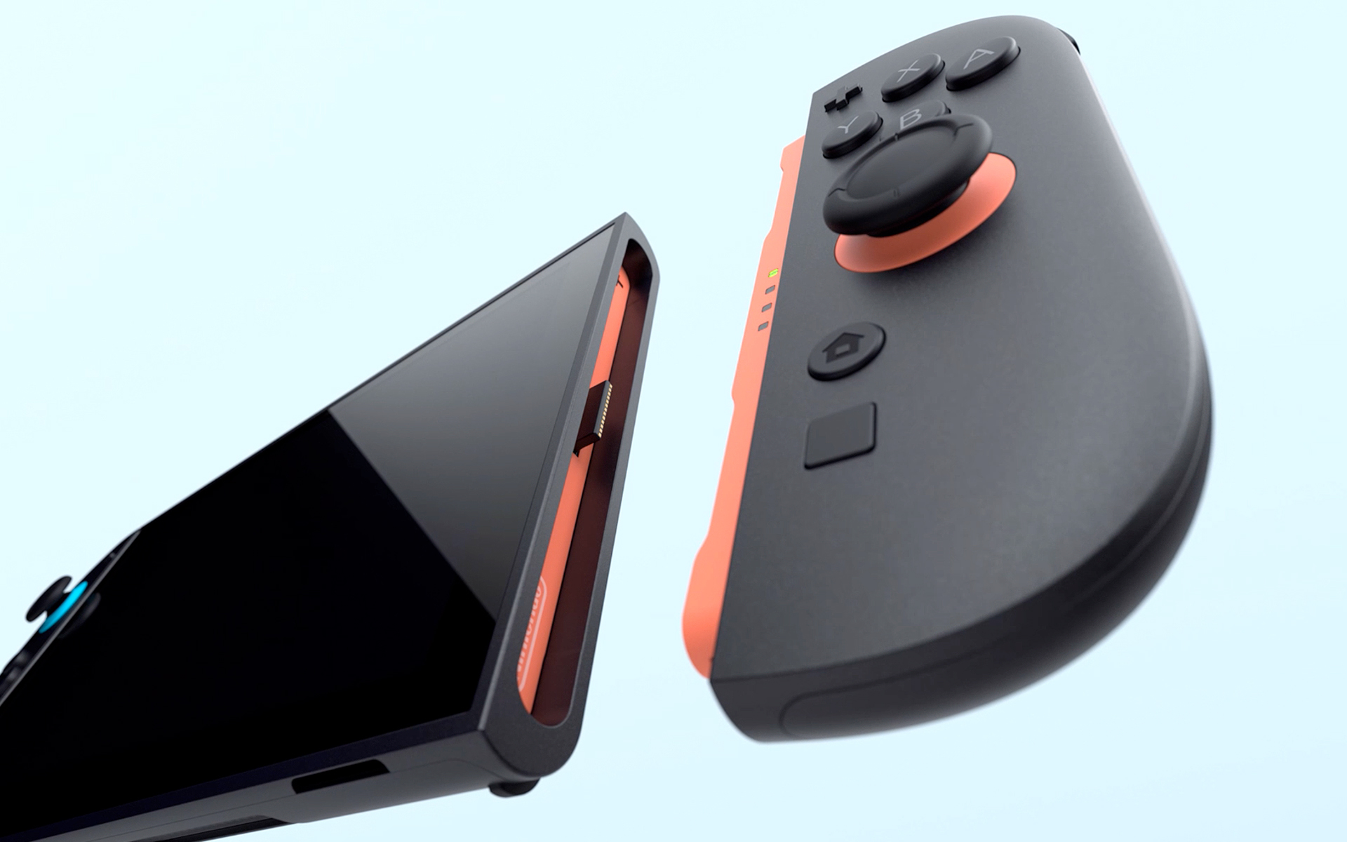 A shot of the right Joy-Con detached from the Switch 2 body