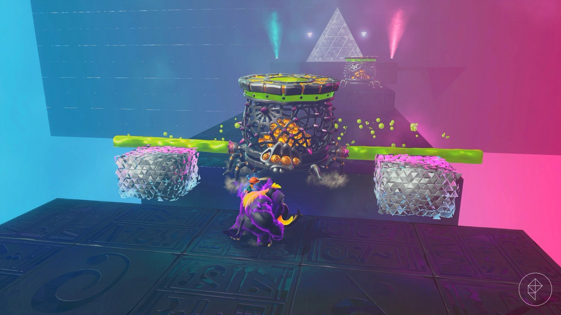 Donkey Kong standing in front of a spider-like enemy.