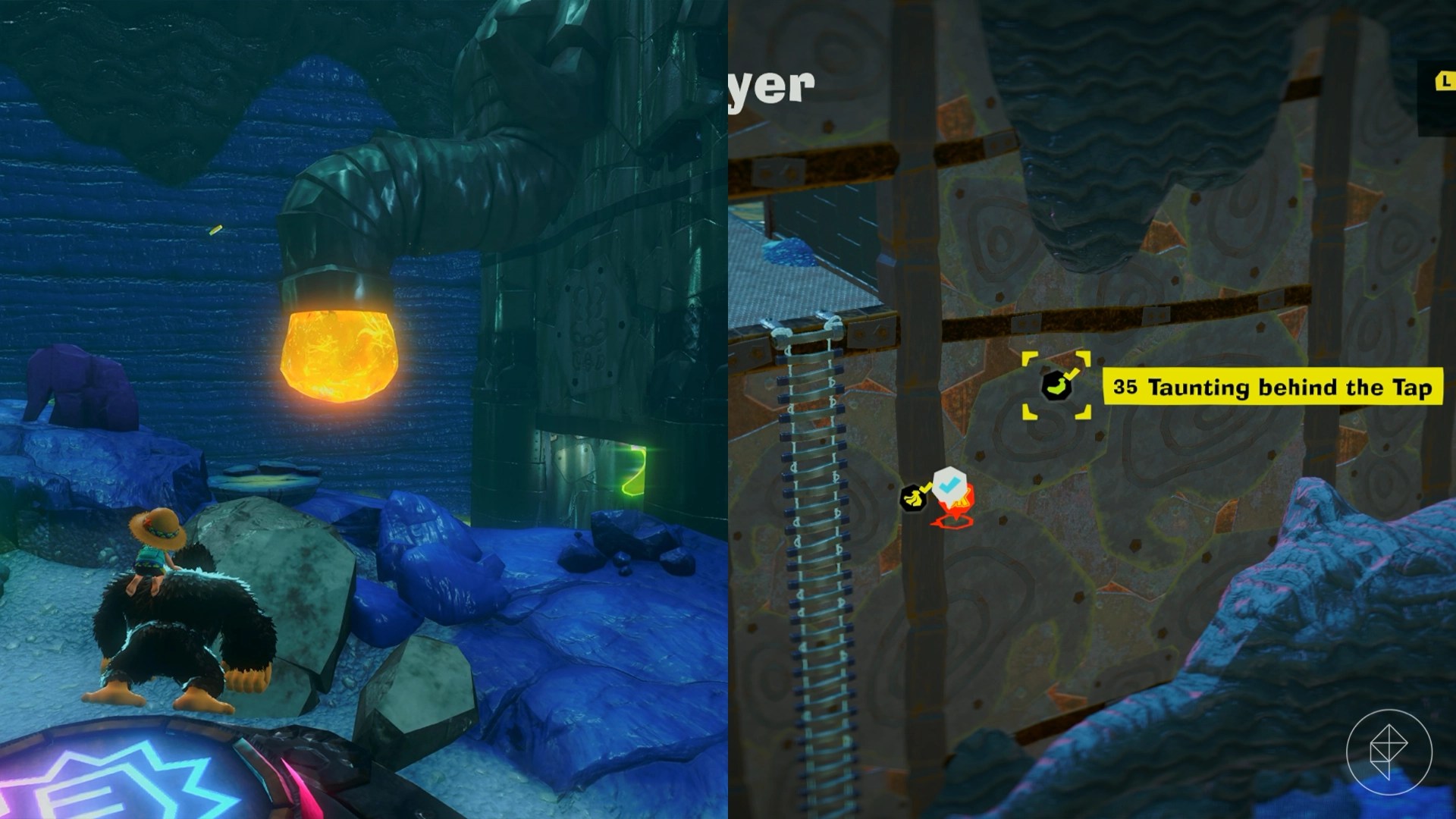 DK faces a plugged-up pipe in Donkey Kong Bananza.