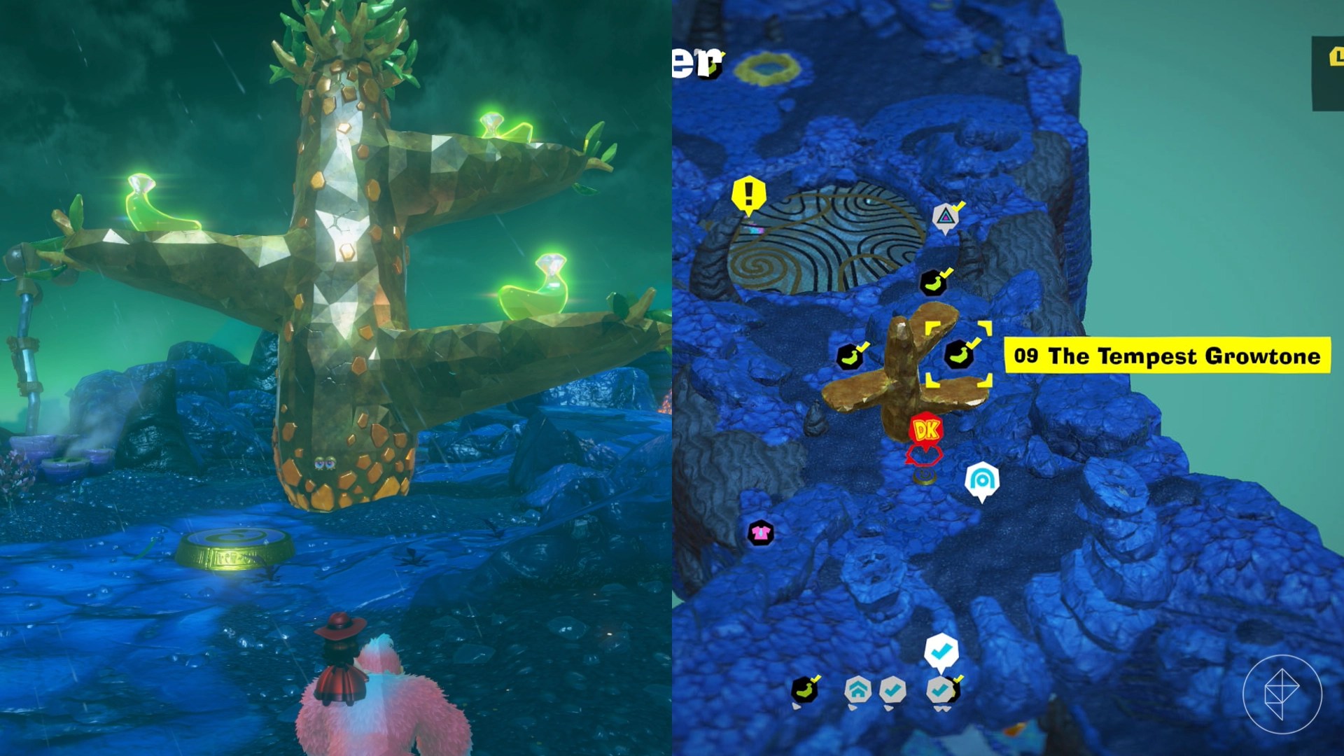 A fully grown Growtone with Banandium Gems in the Tempest Layer in Donkey Kong Bananza.