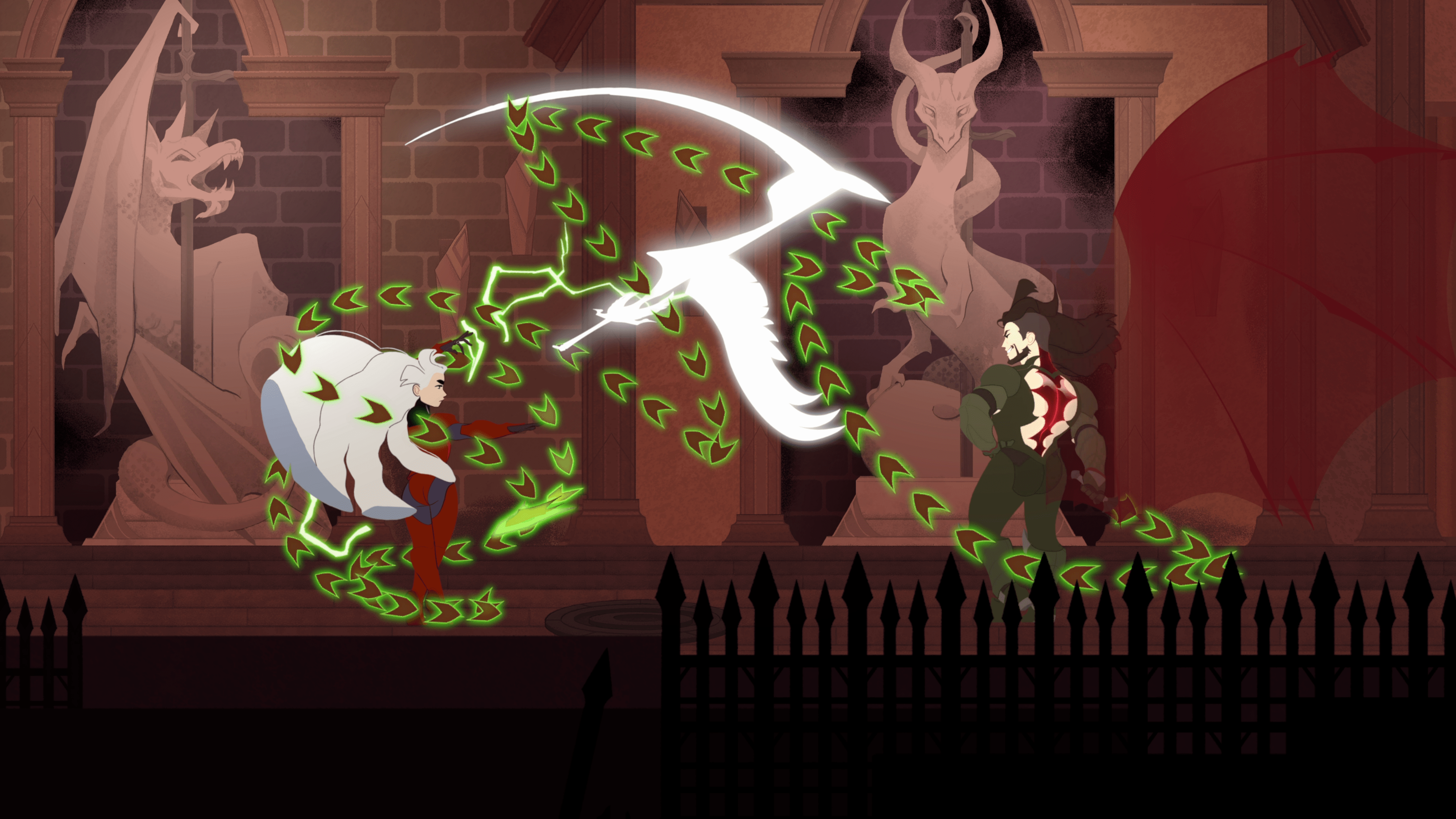 Shan dueling one of her siblings in At Fate’s End.
