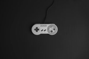 Retro gaming controller representing classic Nintendo 64 gaming experience