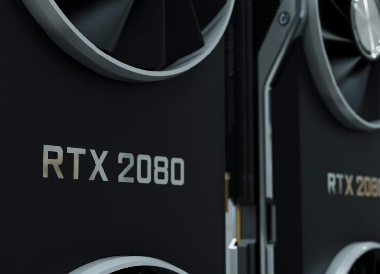 Modern graphics card installed in gaming computer showing RTX series design