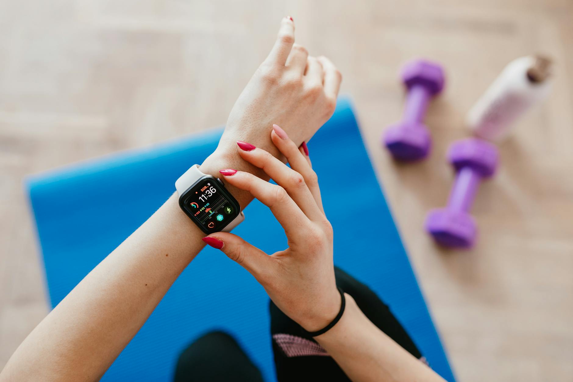 Modern fitness tracker or smartwatch displaying health metrics
