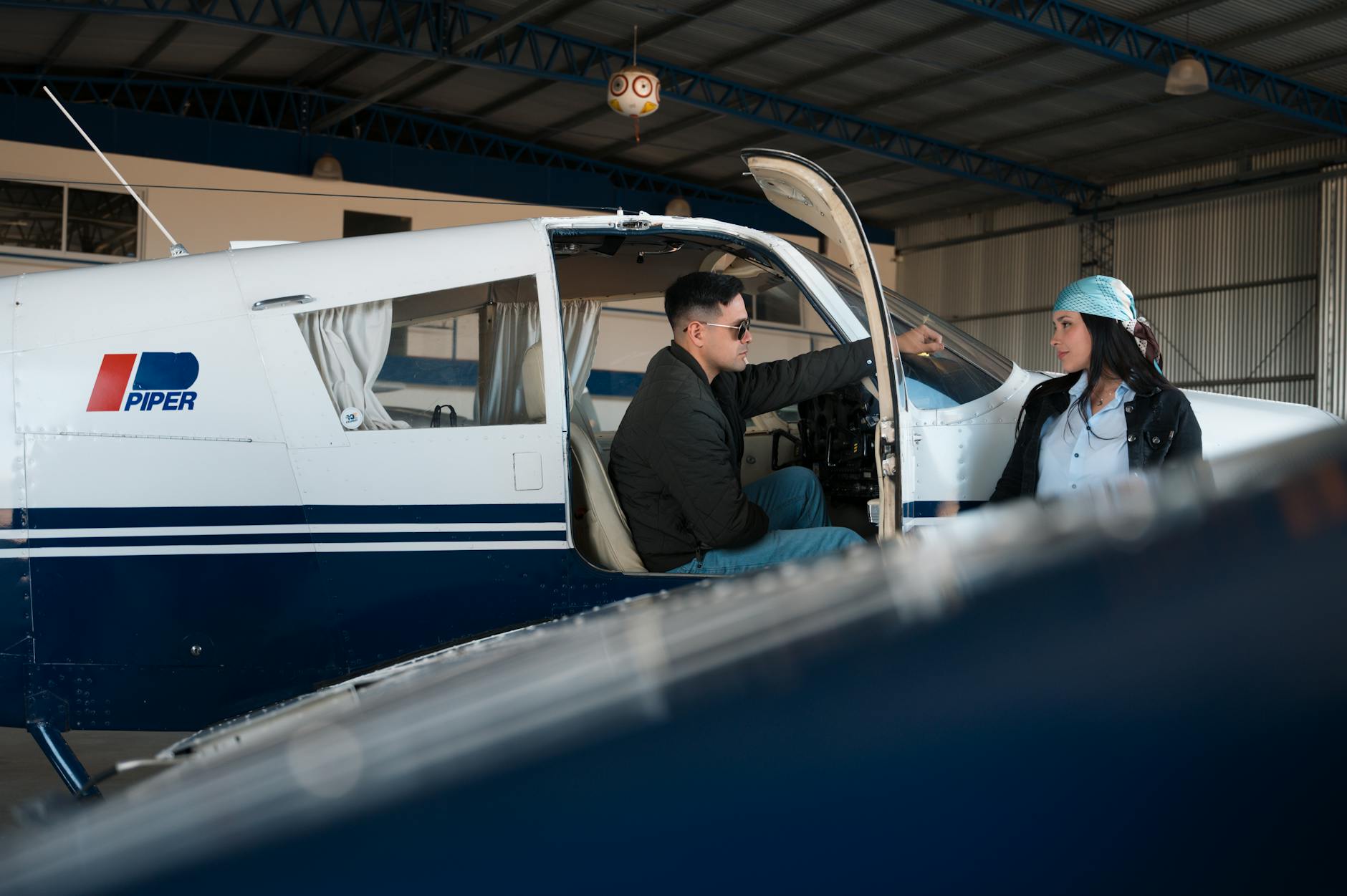 Flight training classroom with students learning aviation principles and procedures