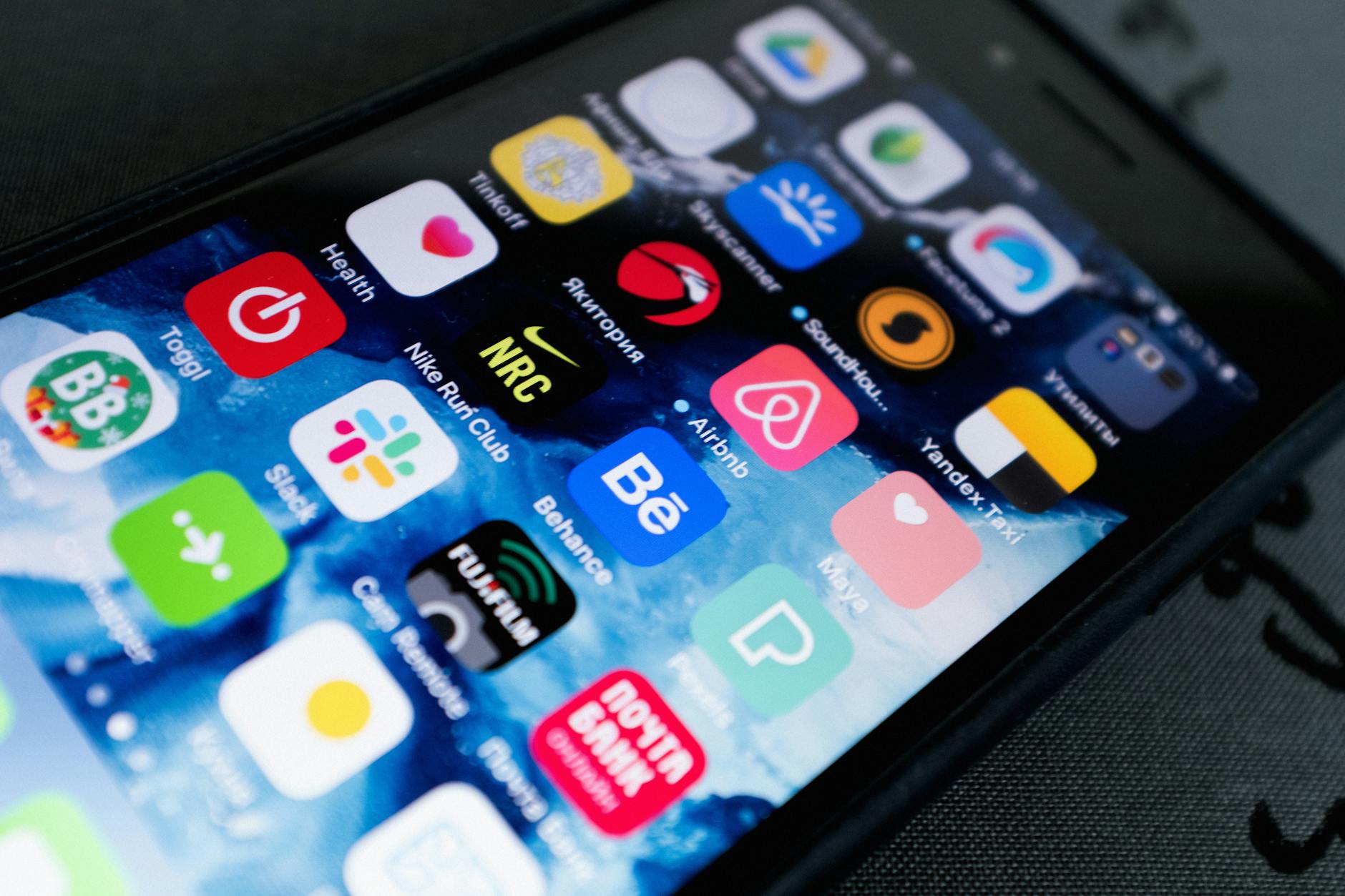 Close-up view of mobile application interface on smartphone screen