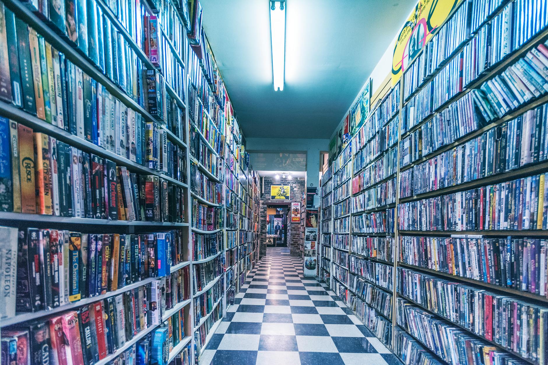 Video game retail store shelves with Nintendo Switch game cases on display