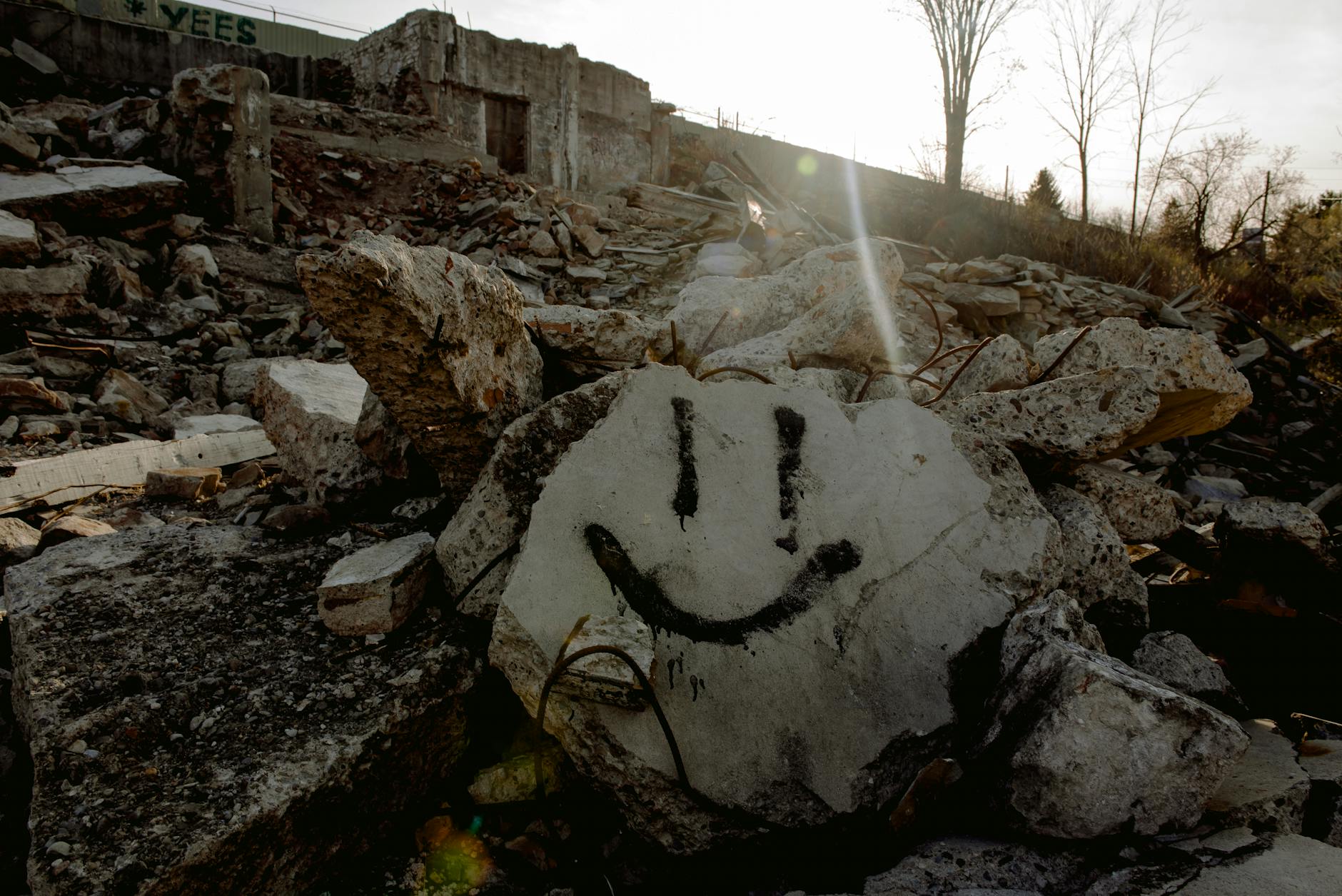 Large chunks of rock and debris mid-collapse, illustrating dynamic environmental destruction