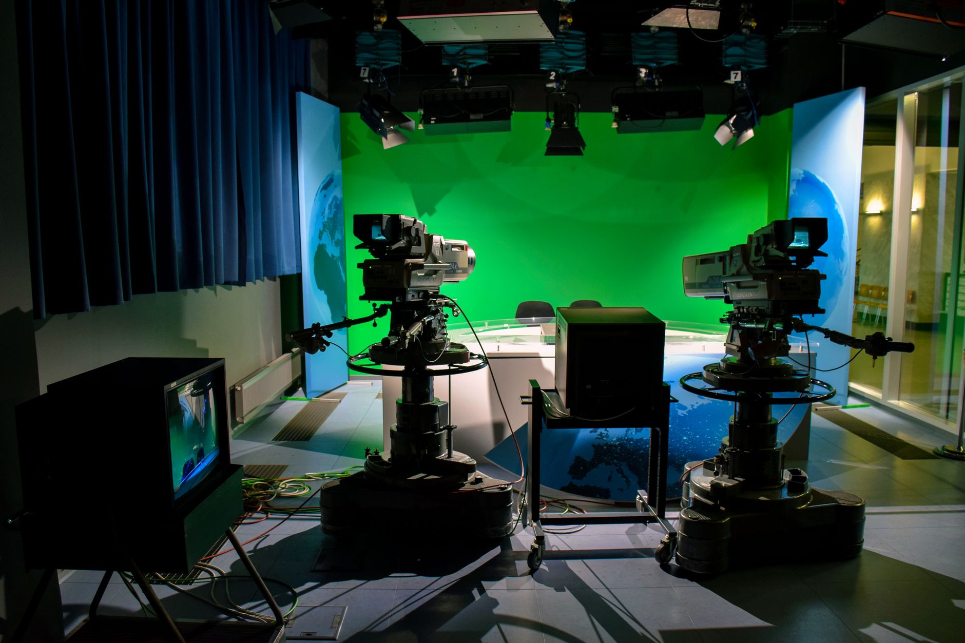 Behind-the-scenes view of a live-action film production set