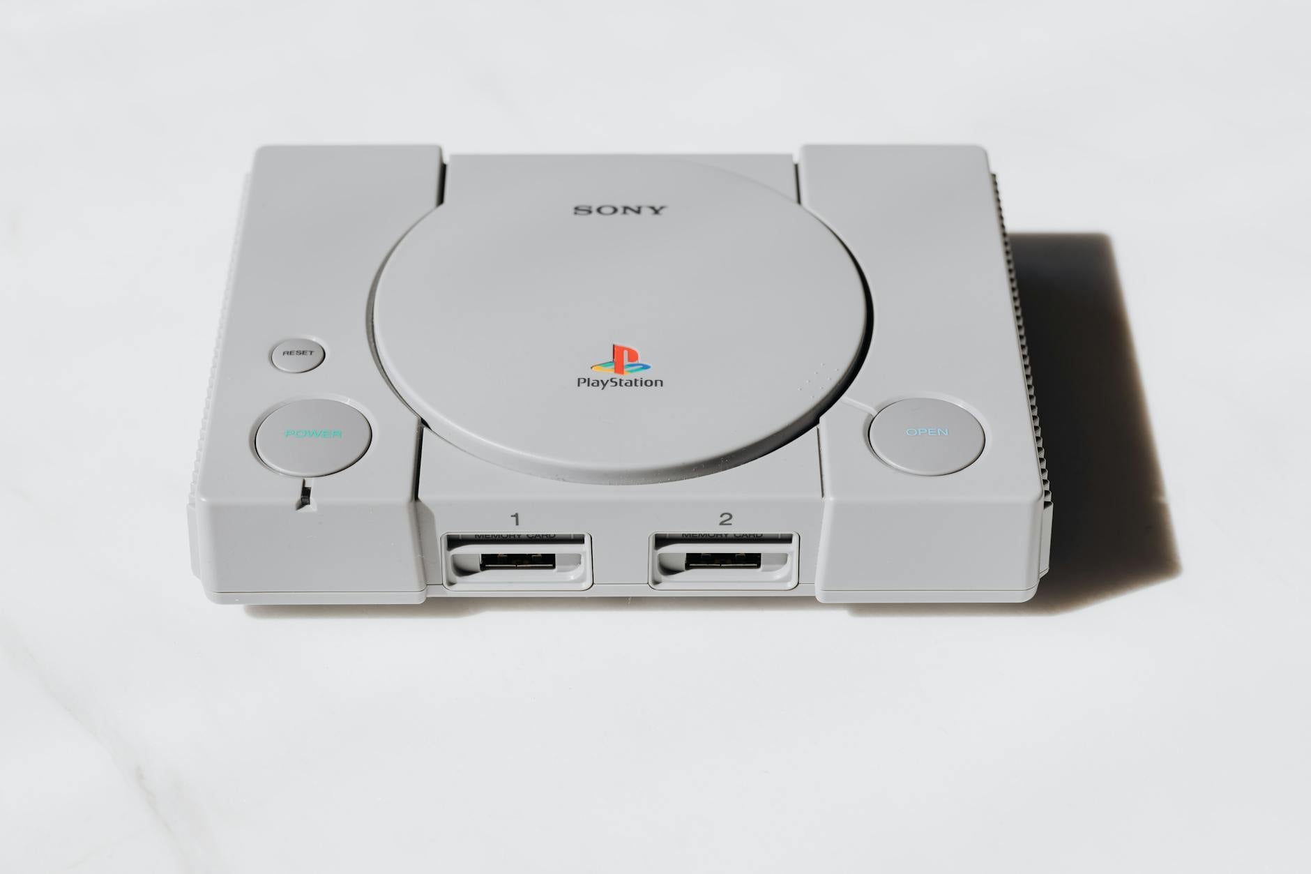 Modern gaming console displayed on a retail shelf