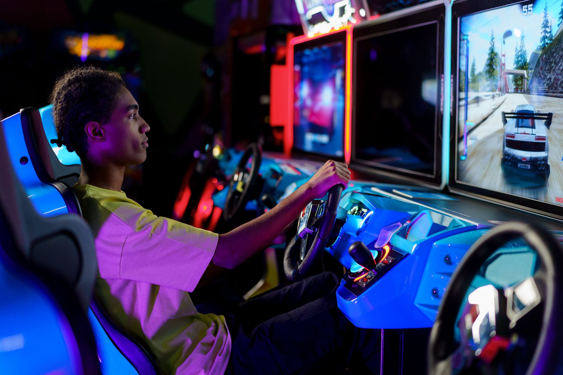 A bright and colorful video game displayed on a screen