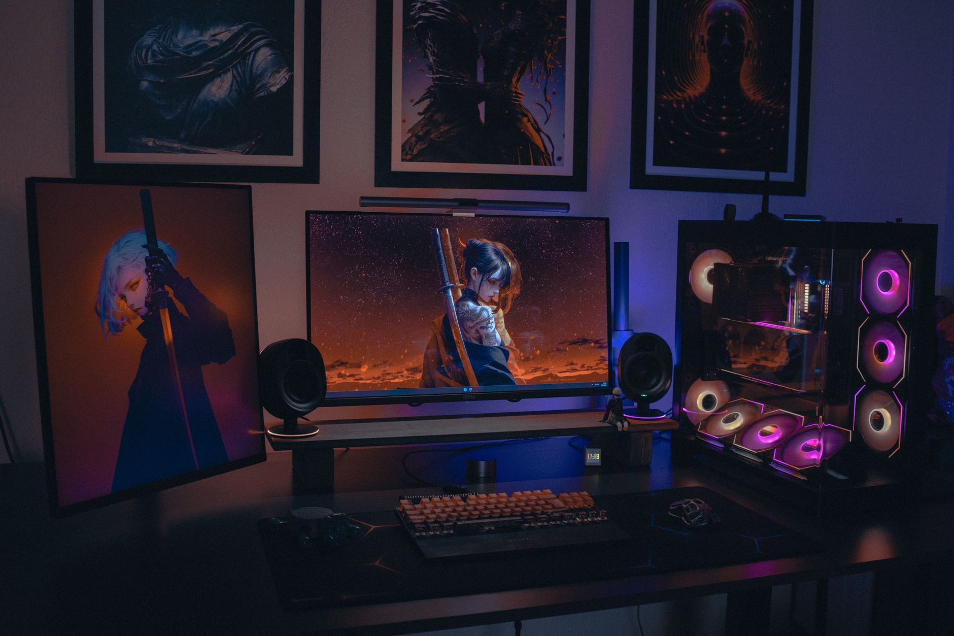 A gaming desk setup with a monitor and peripherals, representing the modern gaming environment