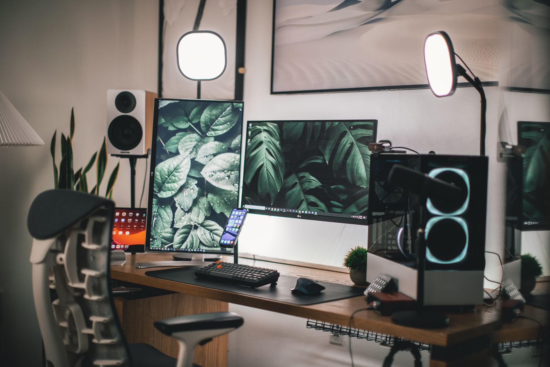 Empty desks inside a modern video game development studio