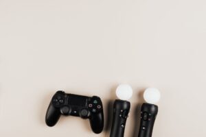 A video game controller resting on a surface, representing gaming and player engagement