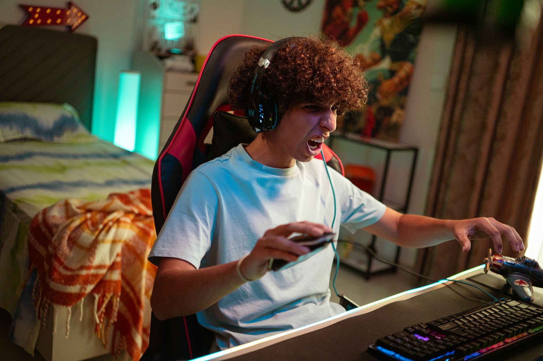 A gaming PC and monitor setup used for competitive speedrunning