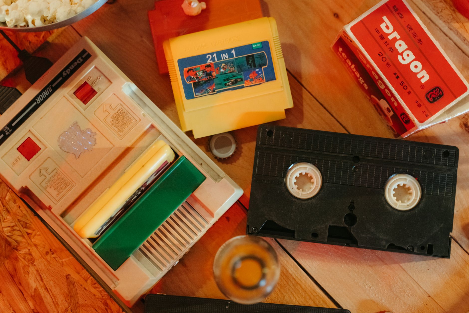 A small vintage game shop with shelves of cartridges and gaming merchandise on display