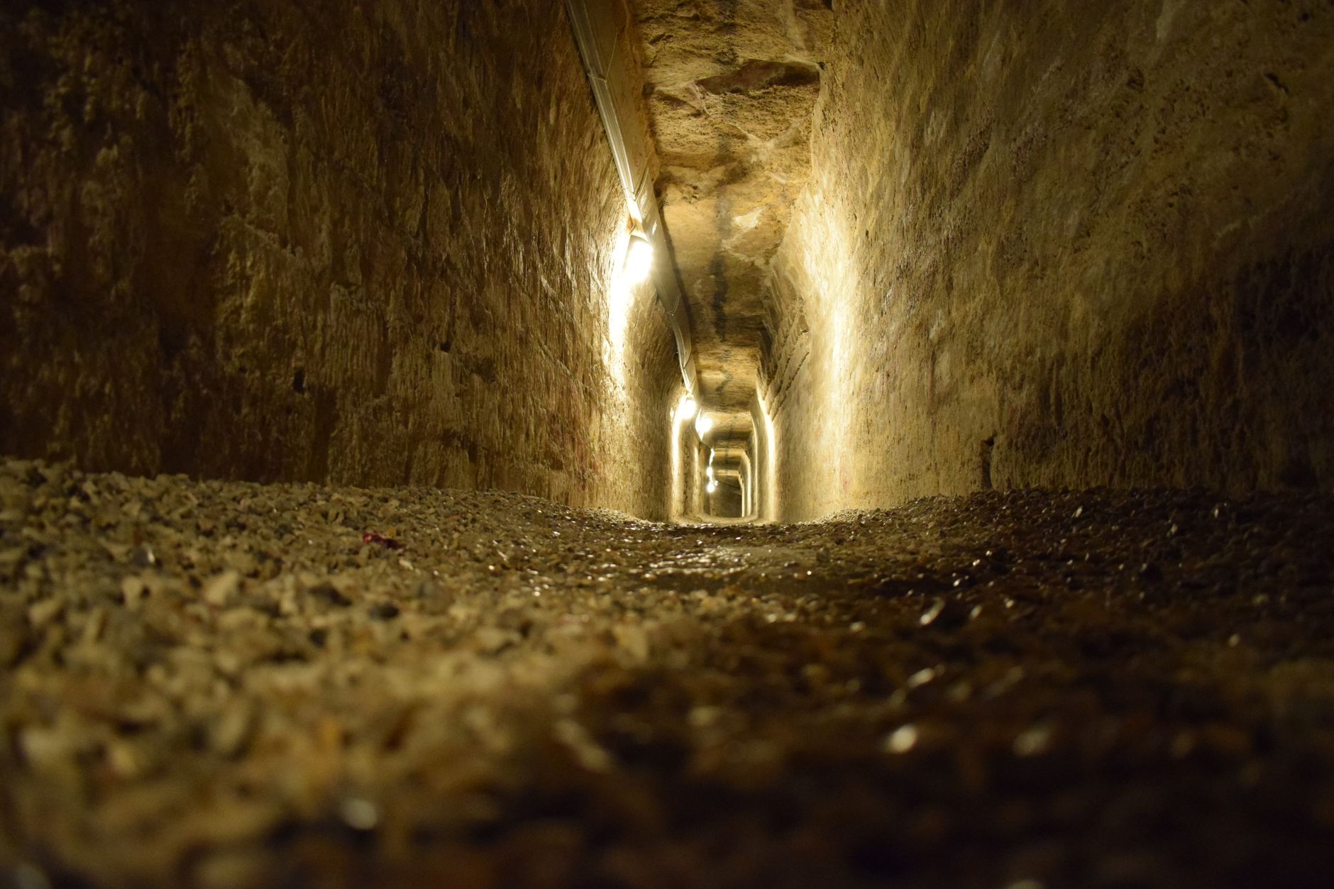 A dramatic underground cave illuminated by warm light, evoking the subterranean world of Donkey Kong Bananza